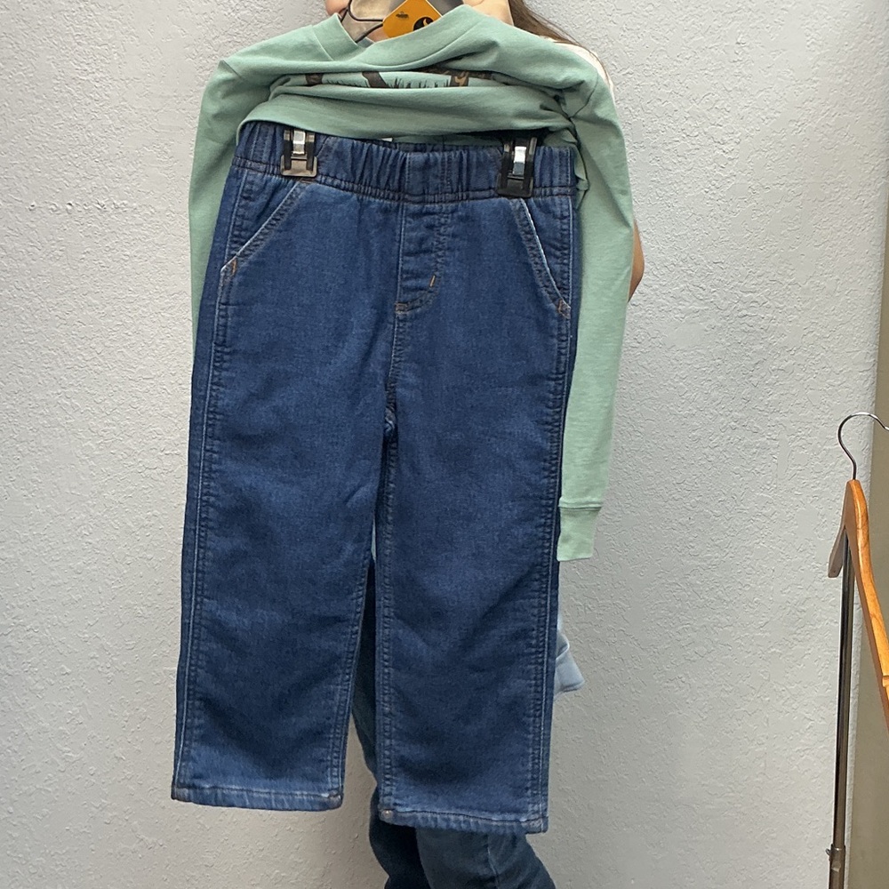 NWT Carhartt Kids Sz 3T Mint Dog Graphic LSS and Matching Denim Pant Set - Picture 5 of 9